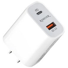 RONEVER 20W PD電源供應器 DE049 66 x 42 x 27mm 51g, 白色, 1個
