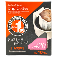 一帖咖啡 NO.420 濾掛式咖啡包 Set, 杏桃味 甜瓜香氣, 新鮮烘焙咖啡豆製成, 12g, 10包, 1盒