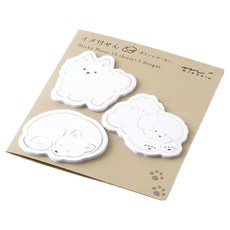 Midori 療癒便利貼重點-白色小狗 可愛造型標示 筆記裝飾 方便攜帶, 白色, 1入, 1個