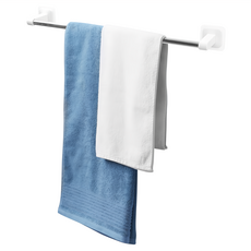 TRENY 免釘輕鬆貼 毛巾架 ABS塑膠 不鏽鋼, 58.5 x 8.5cm, 白色, 1個