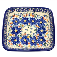 VENA 長方型深盤 20x18cm 波蘭製, 米白色 + 藍色, 1個