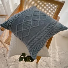 thirteen 拾參家居 多色針織毛衣抱枕套 天空藍 柔軟舒適, 45 x 45cm