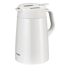 TIGER 虎牌 北歐風桌上型不鏽鋼真空保溫壺 PWO-A120 1.2L 白色 雙層不鏽鋼 7.5cm廣口設計, 1個