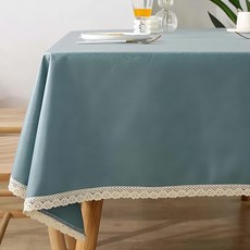 米禾 日式蕾絲防水桌巾, 180 x 140cm, 1條, 單寧藍