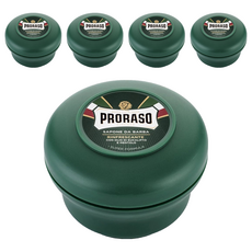 PRORASO 綠標刮鬍皂，含桉樹油和薄荷醇，超級配方, 150ml, 5罐