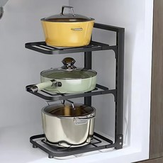 E家工廠 收納架3層 廚房置物架, 黑色, 43 x 27 x 23cm, 1個