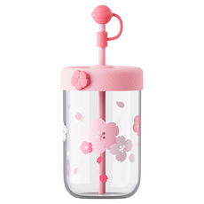 KISS KISS FISH 吻吻魚 KKF 玻璃吸管杯 - 500mL, 櫻花, 1個