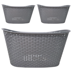 KEYWAY 聯府 南洋藤藝置物籃 KGB624-2, 灰色, 3個