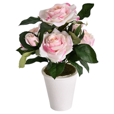 Meric Garden 高仿真台灣蝶戀花影玫瑰花藝花瓶組, 粉色, 1組