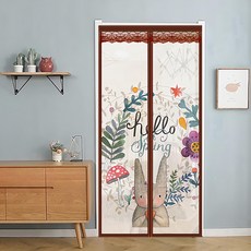 半島良品 魔術膠靜音磁吸防蚊門簾, 印花 長耳兔