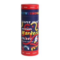 FLOWER MONACO 可水洗錐頭彩色筆 6色 兒童專用, 1組