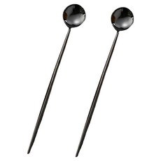 瑞典廚房 不鏽鋼冰勺/攪拌匙/咖啡勺/冰沙匙/甜點勺/冰品/甜品/湯匙 19cm, 2支, 單件, 黑色