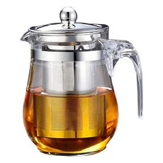 耐熱茶葉過濾玻璃泡茶壺, Transparent, 1L, 1個