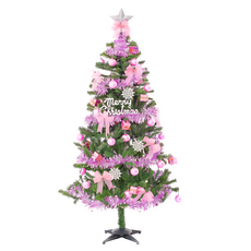 摩達客 耶誕特仕幸福型裝飾綠色聖誕樹, 6尺(180cm), 包含57件配件, 浪漫粉紅佳人系