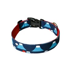 NUKE 毛核子 狗發光項圈 夜晚會發光 台灣製造 棉麻材質 尺寸30~35cm, 排排富士山款 藍色, 1個