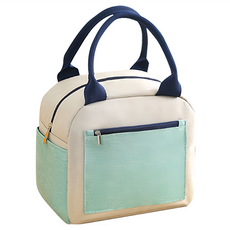 E.City 手提輕巧拼色方糖款保溫便當包, 防潑水加密牛津布+珍珠棉鋁膜內層, 黃色/米色/藍色/粉色, 23 x 20 x 14cm, 1個