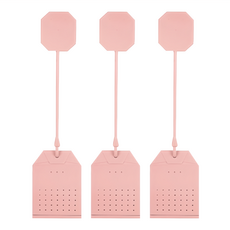 FaSoLa 食品用矽膠濾茶器, 耐溫-40度~230度, 濾袋(41 x 64 x 17mm) + 掛繩(123mm) + 繩頭(25 x 30mm), 3組