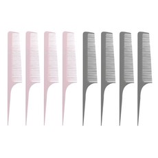 Gloss&Glow 口袋迷你尖尾梳8件組, 粉色+灰色, 1組