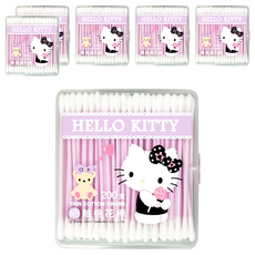 Hello Kitty 凱蒂貓 紙軸棉花棒 200支 細軸, 6組