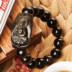 財神小舖 生肖狗 豬 阿彌陀佛 本命佛 金曜石手鍊 12mm 13顆 禮品 和平安護身符 象徵平安吉祥 增進財運