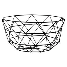 好物良品 客廳裝飾藝術金屬鏤空收納置物網籃, 直徑26 x 高14cm, 黑色, 1個