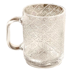 復古海棠花 玻璃杯, 390ml, 帶把手, 1個