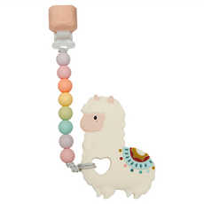 Loulou LOLLIPOP 嬰幼兒造型固齒器奶嘴鏈夾 - 100%食用級矽膠 加拿大原創設計, 鏈夾 + 固齒器, 草泥馬棉花糖, 1入, 3個月以上