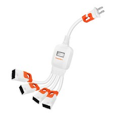 PowerSync 包爾星克 2P一對四抗搖擺分接線 TS4WB003, 白色 + 橘色, 1個, 37cm