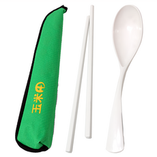 SIMPLA 玉米田 個人筷套組 PLA 生質材料 台灣製, 白色, 筷子 + 湯匙, 1組