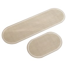 Mega 廚房日式侘寂風防油PVC皮革地墊組 橢圓線條 PVC+防滑膠底, 大 150 x 50cm + 小 60 x 40cm, 1組