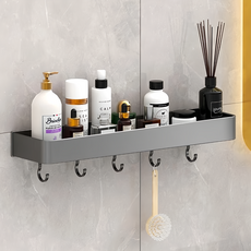 浴室置物架 有桿 50cm 免釘免鑽 毛巾架, 槍灰, 1個