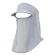 AREX SPORT 高爾夫防曬面罩親膚冰絲網眼護臉遮頸脖圍 銀白灰 有效防曬 涼感透氣, 1個, 均碼(34 x 30cm)