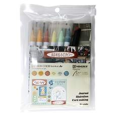 ZIG 七色套組 彩繪毛筆 + 代針筆 RBCN-7VJ 昭和復古色, 昭和復古, 1組