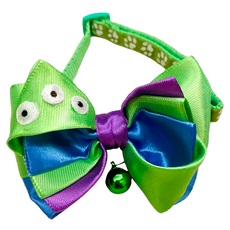 Disney 迪士尼 寵物蝴蝶結扣式頸圈, 三眼怪 綠色 + 藍色 + 紫色, 1個