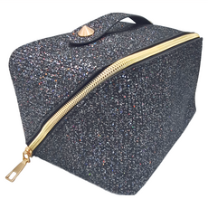 西格傢飾 閃亮亮韓系貴婦風琴化妝包 晶鑽黑, 25 x 12 x 11cm 柄高5cm