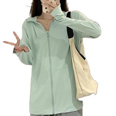 愛北鼻 成人冰絲涼感防曬外套，UPF50+，袖口留指洞, 2XL, 淺綠色