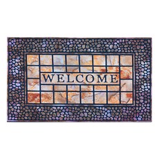 G+居家 橡膠植絨迎賓地墊 德式方磚, 棕色, 1個