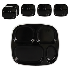 TATUNG 大同磁器 琺瑯四格餐盤 6入組, 黑色 + 純白邊, 1組