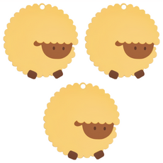 小麥購物 G809 卡通矽膠隔熱墊 大, 黃色羊, 3個