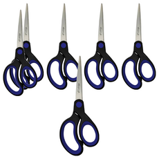 CutEdge 鋒銳 不沾膠萬用剪刀7吋(藍色)-附專利刀座 辦公/手工藝剪刀, 6支