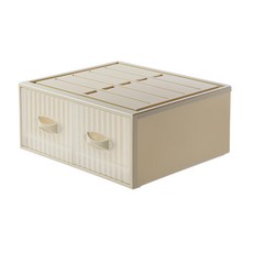 KEYWAY 聯府 雙抽式抽屜整理箱 32L, 米黃色, 1個