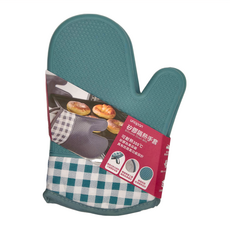 unopan 屋諾 矽膠隔熱手套, 棉+滌綸+矽膠, 耐熱300°C, 矽膠網狀設計防滑, 綠色, 1雙