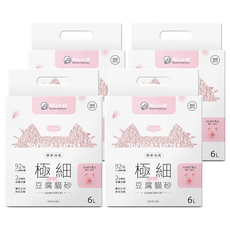 Nice u 毛樂趣 極細1.5mm酵素消臭豆腐貓砂, 櫻花, 6L, 4包