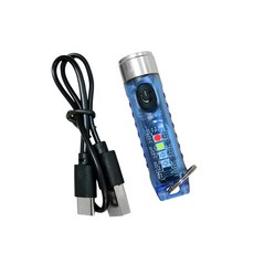 迷你強光LED手電筒, USB Type-C充電, 35分鐘快速充滿, 400流明, 藍色, 1個