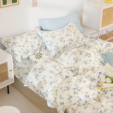 LoveCity 寢城之戀 200織100%純棉 舖棉兩用被套, 花葉影藍