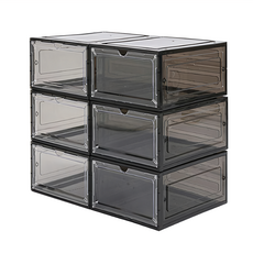 AOTTO 創意傢俱 磁吸加厚收納鞋盒 AL-210BK 33.8 x 27 x 21cm, 正開 茶色, 6個