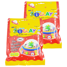 AMOS 阿摩司 超輕黏土 適合3歲以上兒童, 紅色, 50g, 2包