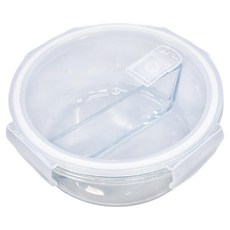 名仕 圓形二格玻璃保鮮盒, 1個