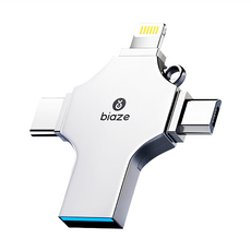 biaze 畢亞茲 USB3.0 四合一通用版隨身碟 Lightning/Micro-B/USB/Type-C 介面, 128GB, 1個