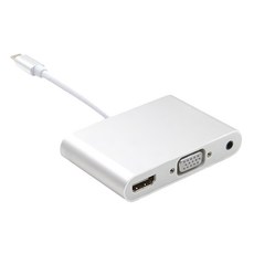 Bravo-U Type-c to 4K數位高解析/VGA電腦影音轉接頭(銀), 單一商品, 1個